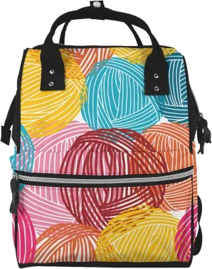 Diaper Bag Backpack For Women, Colorful Wool Balls Waterproof Multifunction Travel Pack Maternity Baby Changing Bags, Nappy Baby Bags With Multi-Function For Baby