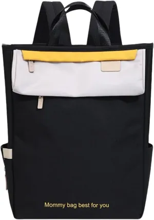 Diaper Bag Backpack for Women Large Capacity with Insulated Pockets, Portable Oxford Cloth Diaper Bag (Black)