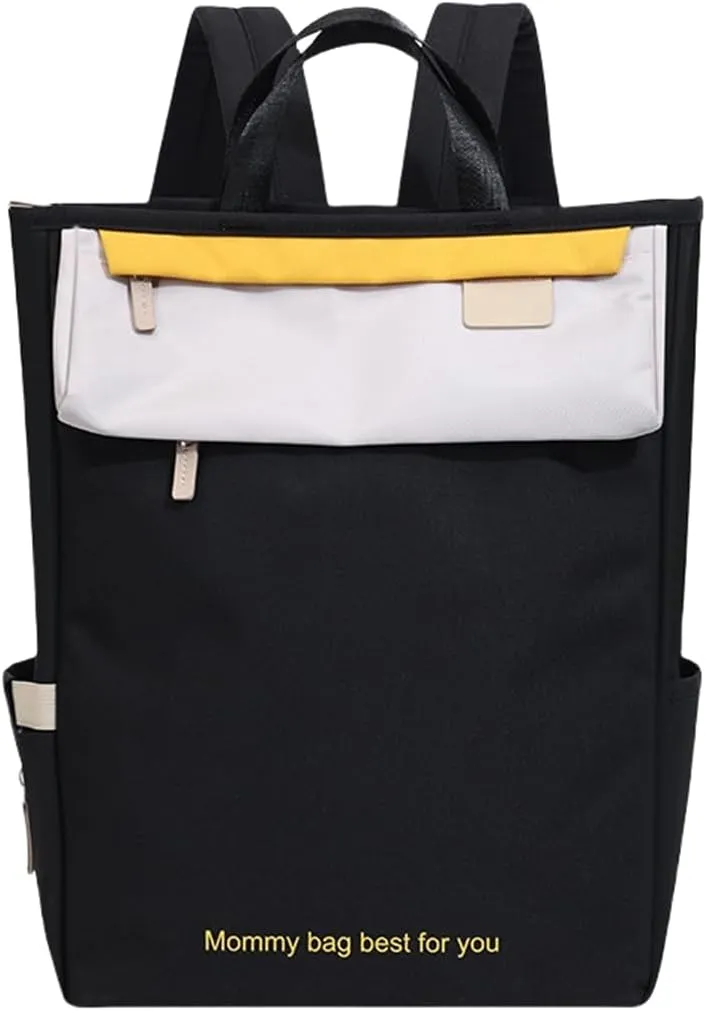 Diaper Bag Backpack for Women Large Capacity with Insulated Pockets, Portable Oxford Cloth Diaper Bag (Black)