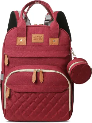 Diaper Bag Backpack, Large Diaper Bag with Changing Station, Baby Diaper Bag, New Mom Gifts, Lightweight Waterproof Unisex Diaper Bag with Insulated Pockets and USB Charging Port, Red