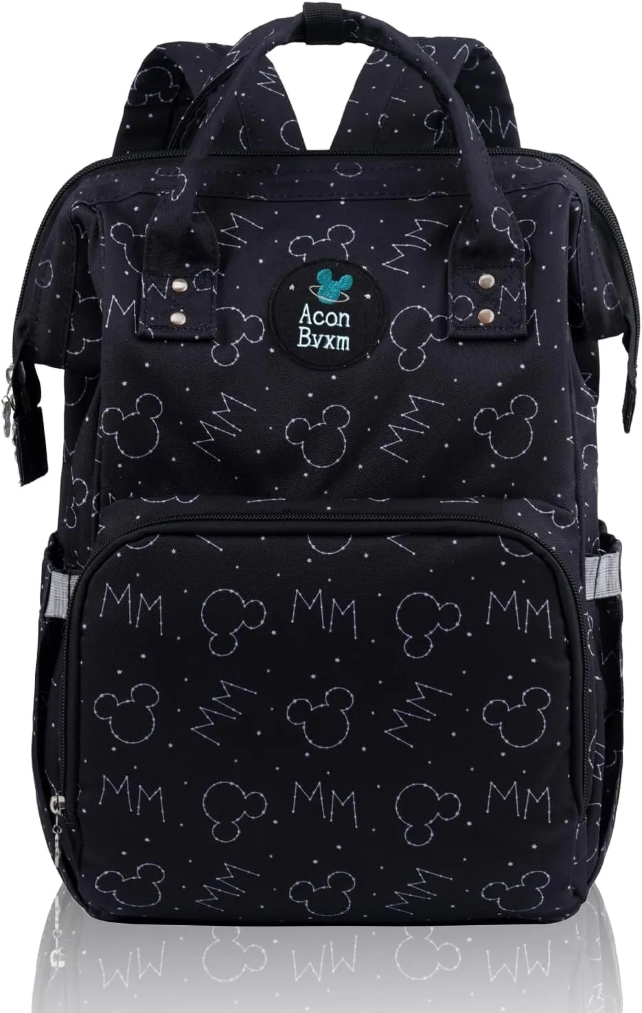 Diaper Bag Backpack Multifunction Large Bags with Changing Pad & Stroller Straps Pacifier Case Unisex(Black Mickey)