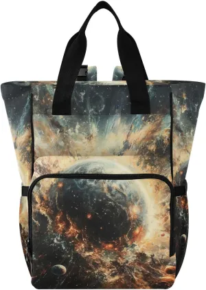 Diaper Bag Backpack Space Planet Explosion Travel Diaper Bags for Women, 10L Functional Baby Changing Bag with Insulted Pockets, Stroller Straps