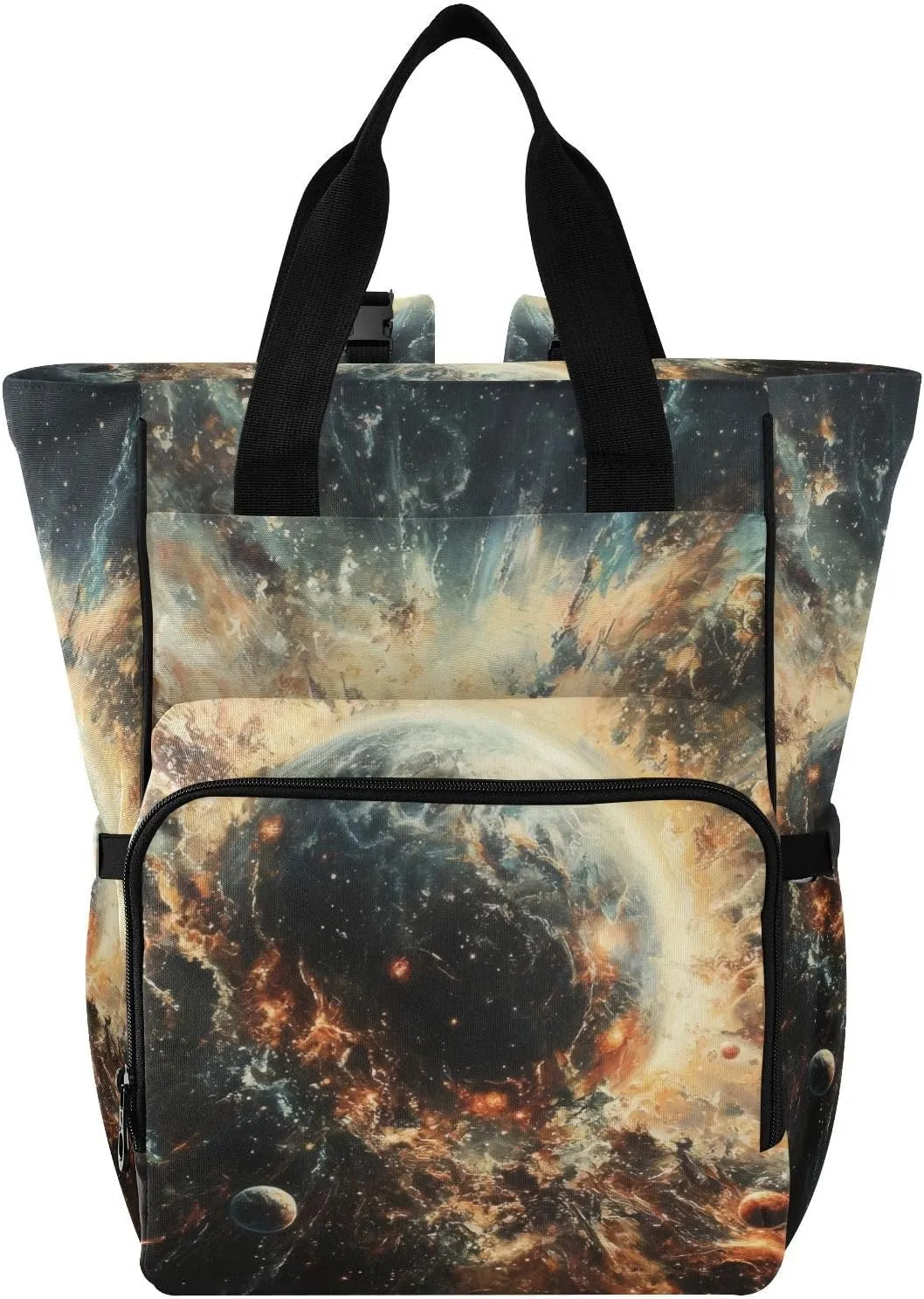 Diaper Bag Backpack Space Planet Explosion Travel Diaper Bags for Women, 10L Functional Baby Changing Bag with Insulted Pockets, Stroller Straps