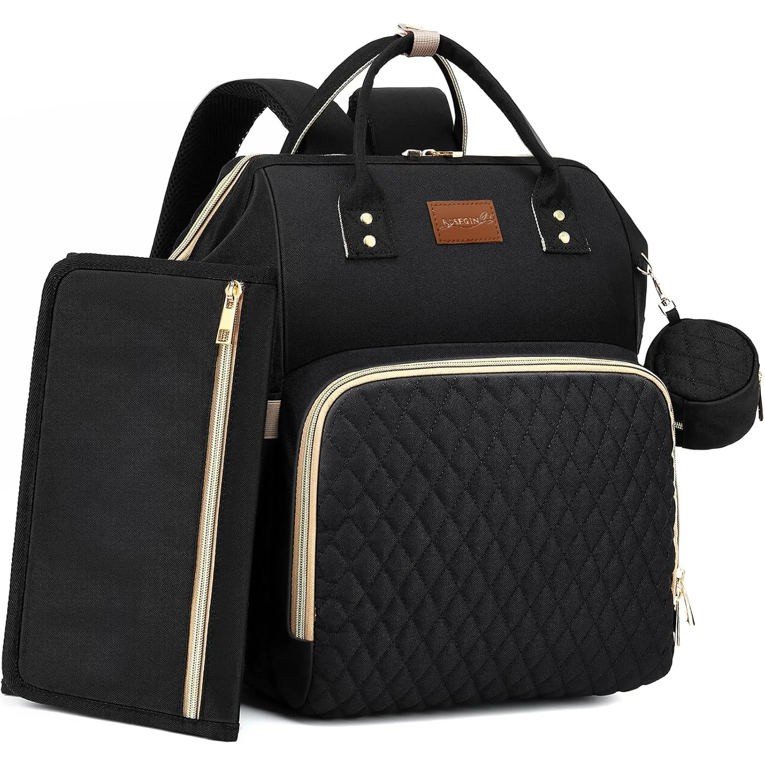 Diaper Bag Backpack with Changing Pad Pacifier Case, Baby Bag for Boy Girl Toddler - Large, Stylish, Waterproof Travel Diaper Bag for Mom - Baby Shower Gifts - Black