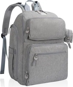 Diaper Bag Large Capacity Diaper Backpack Multi-Function Baby Diaper Bag For Dad And Mom With Insulated Pockets, Stroller Straps，Grey