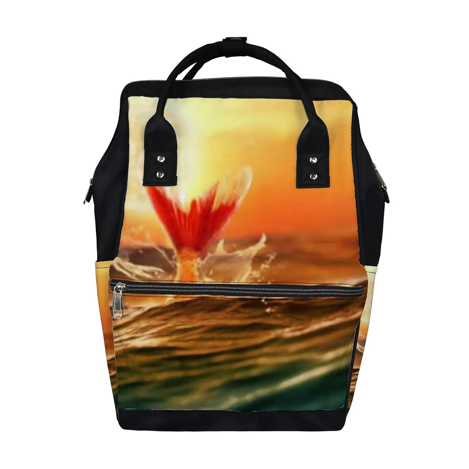 Diaper Bag Mummy Backpack Mythical Mermaid Diving Deep Ocean Multifunction Baby Nappy Bag Large Capacity Nursing Bags Waterproof Travel Backpack