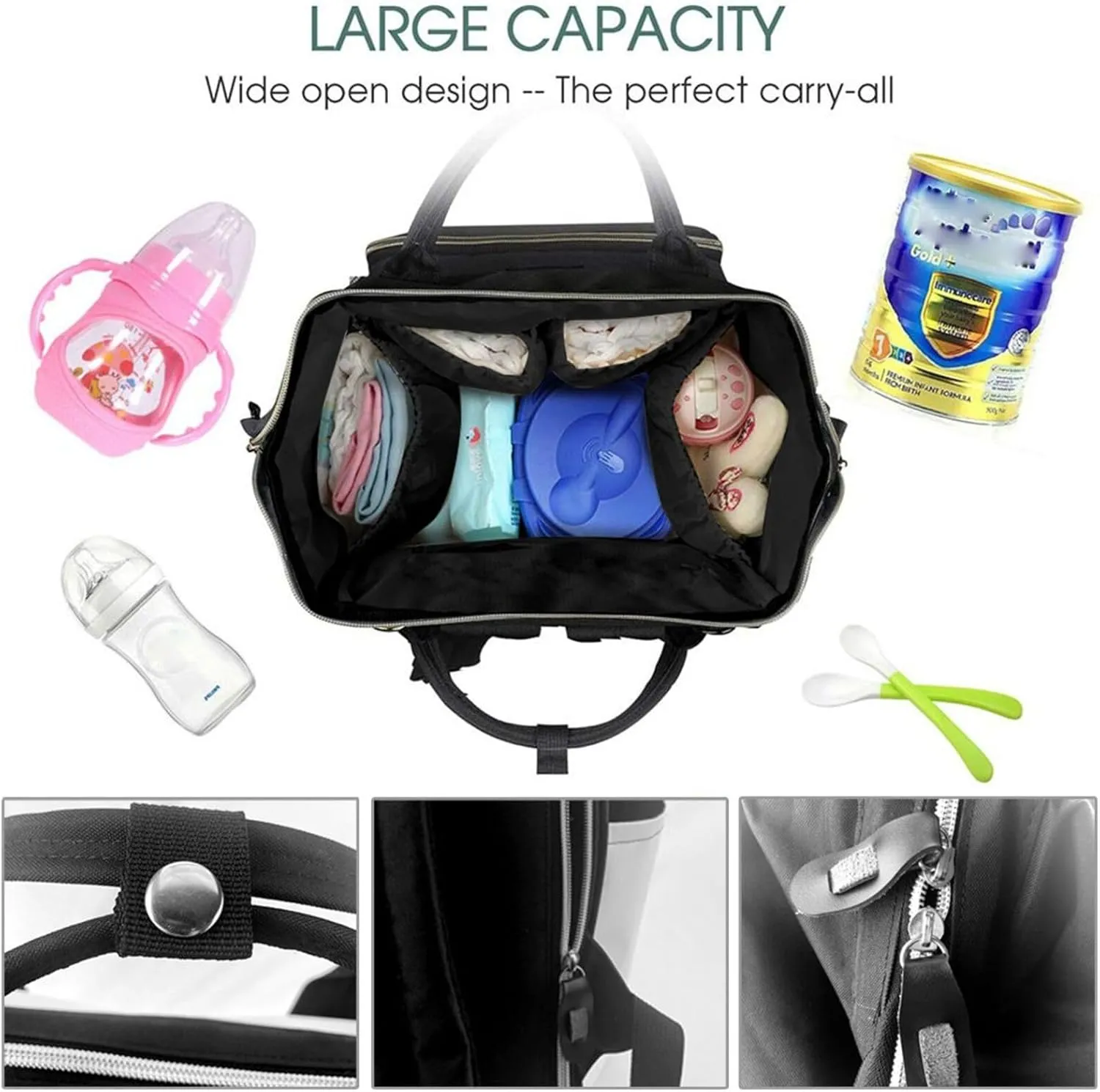 Diaper Bag Nappy Backpack Baby Bag Golden retriever Mummy Backpack Multifunction Changing Bags for Travel, French Poodle, One Size