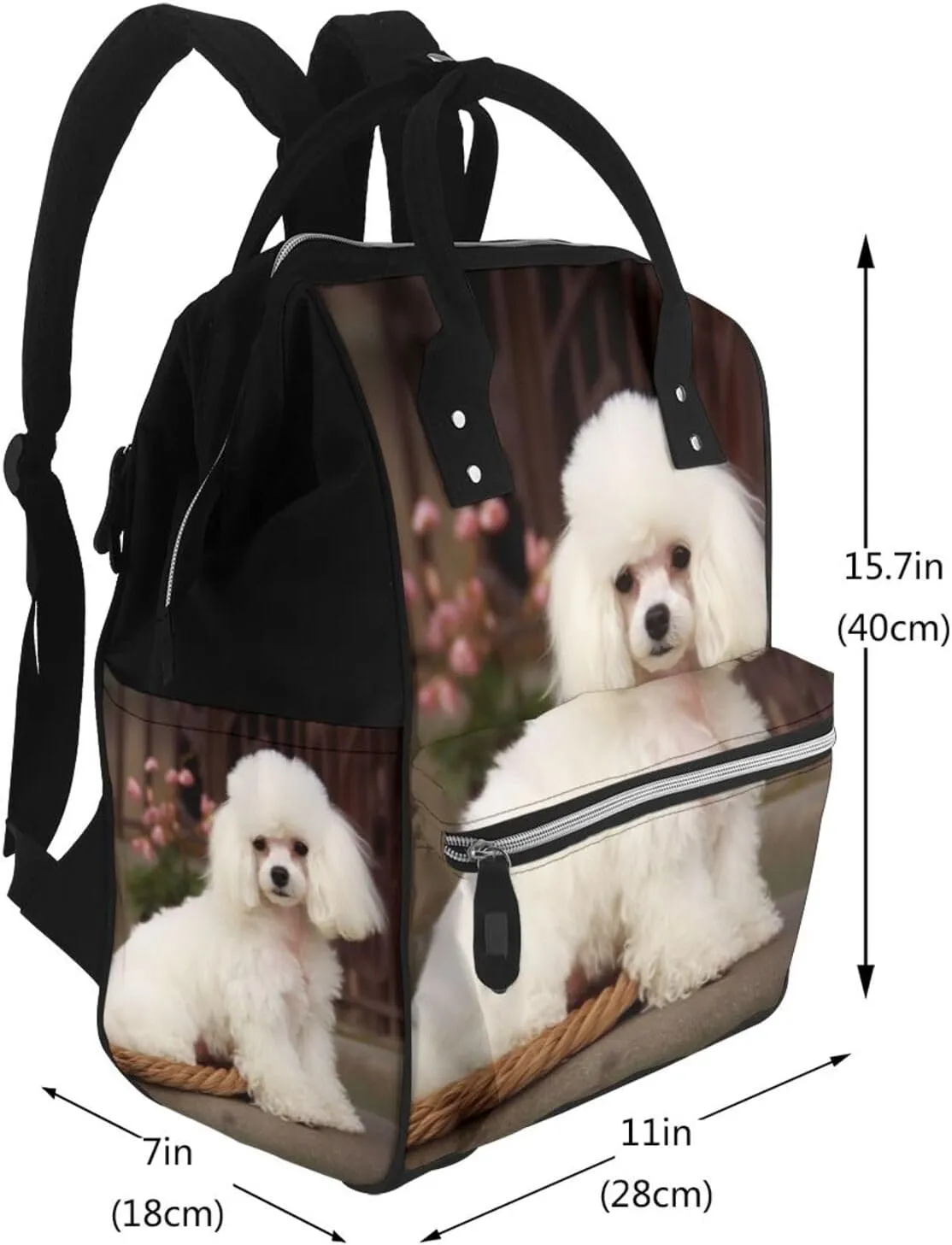 Diaper Bag Nappy Backpack Baby Bag Golden retriever Mummy Backpack Multifunction Changing Bags for Travel, French Poodle, One Size