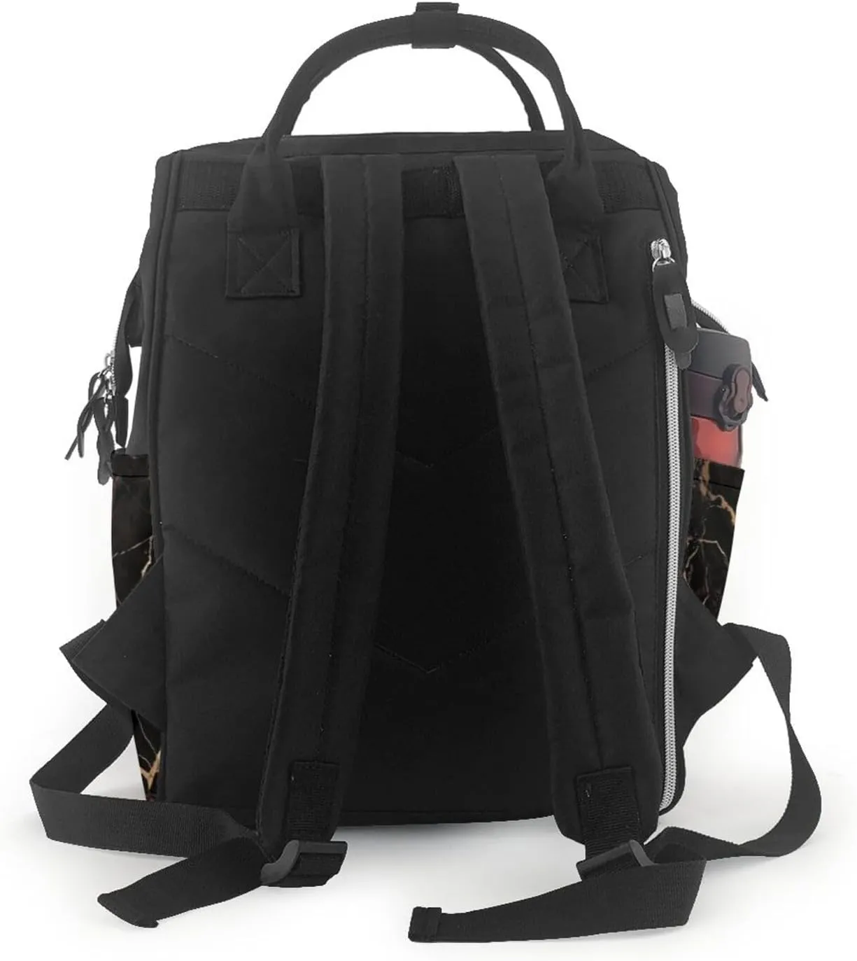 Diaper Bag Nappy Backpack Baby Bag Ocean Shark Mummy Backpack Multifunction Changing Bags for Travel, Black Gold Marble, One Size