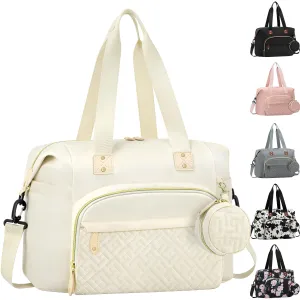 Diaper Bag Tote, Baby Bag Travel Diaper Tote Bag with Pacifier Case, Cute Maternity Hospital Baby Stylish Diaper Tote for Mom Dad Beige