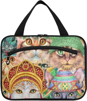 Different Breeds Of Cats Toiletry Bag Travel Bag Hanging Cosmetic Bag for Women-Medium