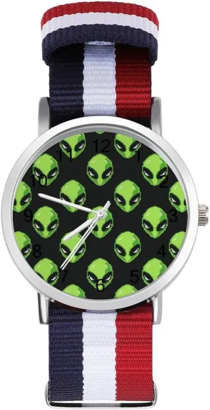 Digital Alien Heads Lightweight Wrist Watch Adjustable Nylon Band Outdoor Sport Work Wrist Watch Easy to Read Time