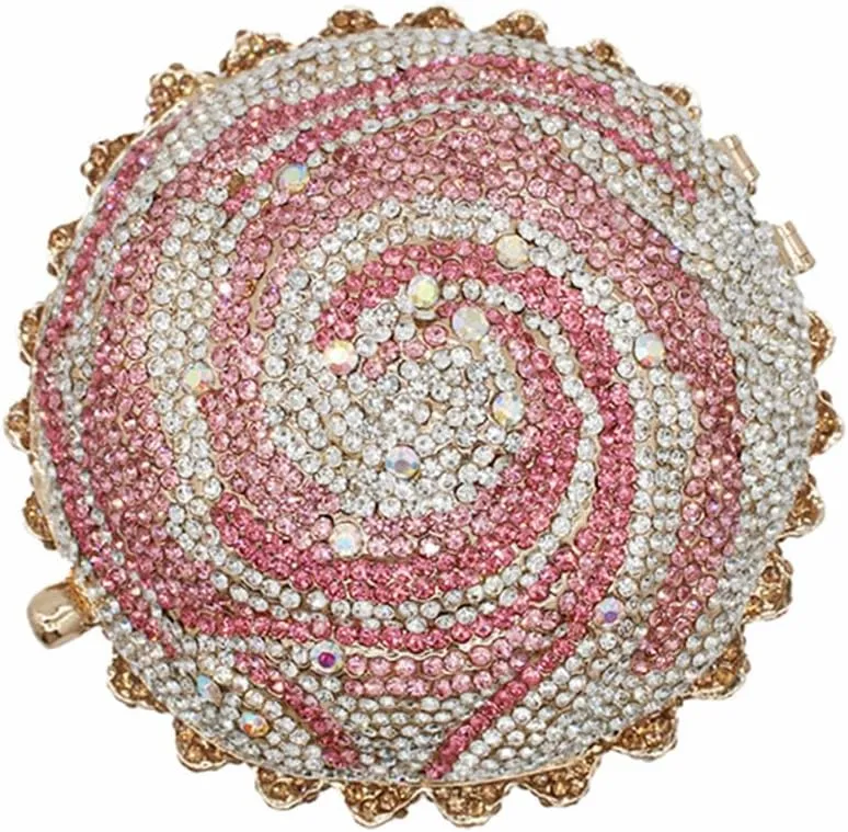 DJBM Cute Cupcake Rhinestone Clutch Diamond Crystal Purse Evening Bags for Women Party Wedding Cocktail Prom