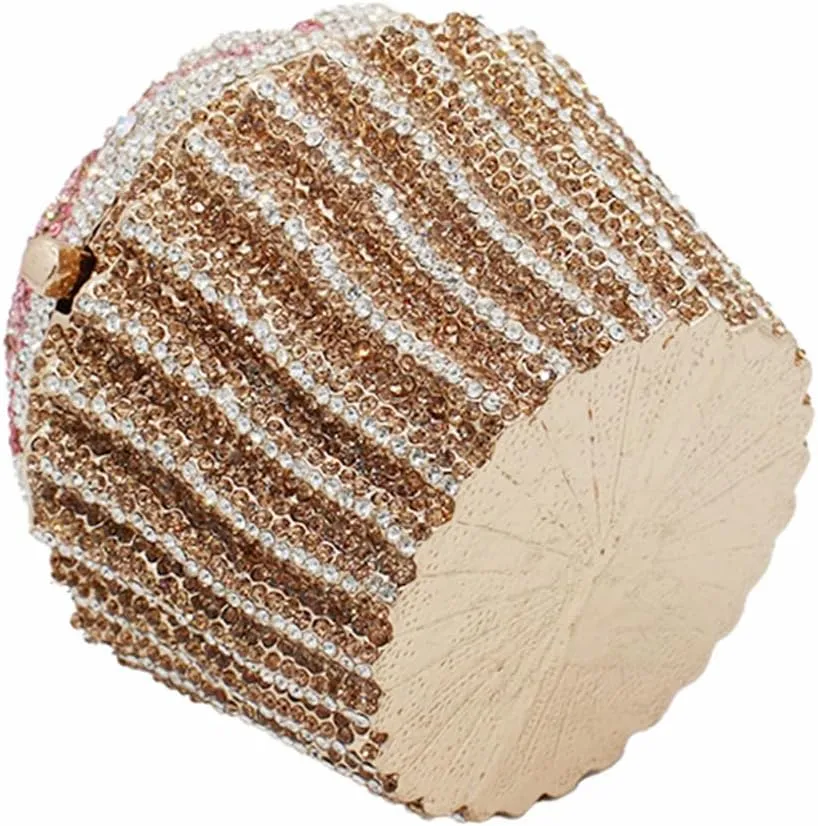 DJBM Cute Cupcake Rhinestone Clutch Diamond Crystal Purse Evening Bags for Women Party Wedding Cocktail Prom