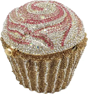 DJBM Cute Cupcake Rhinestone Clutch Diamond Crystal Purse Evening Bags for Women Party Wedding Cocktail Prom