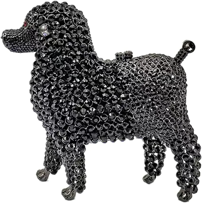 DJBM Cute Poodle Rhinestone Evening Clutch Lovely Animal Dog Crystal Purses Diamond Evening Bags for Women Party Prom