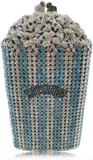 DJBM Luxury Women Rhinestone Clutch - Popcorn Evening Bag with Crystal Rhinestones for Women - Perfect for Party Nights