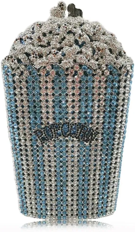 DJBM Luxury Women Rhinestone Clutch - Popcorn Evening Bag with Crystal Rhinestones for Women - Perfect for Party Nights
