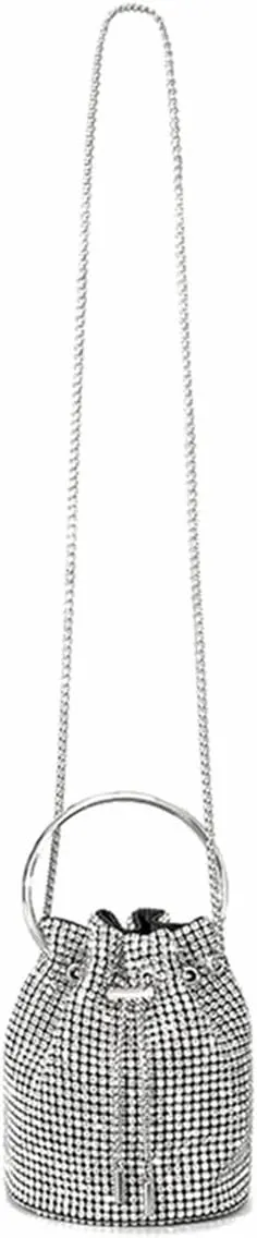 DJBM Women Full Diamonds Bucket Handbag Rhinestone Clutch Purse Evening Clutch for Women Party Prom Cocktail Wedding