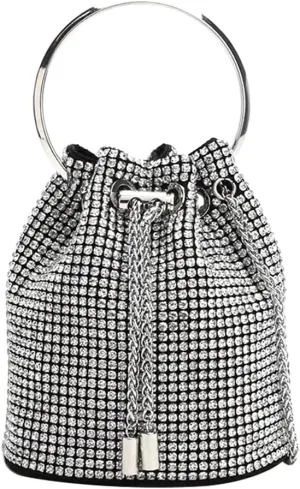 DJBM Women Full Diamonds Bucket Handbag Rhinestone Clutch Purse Evening Clutch for Women Party Prom Cocktail Wedding