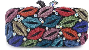 DJBM Women Lips Shaped Rhinestone Clutch Metal Crystal Evening Bags for Women Clutch Purse for Evening Party Cocktail