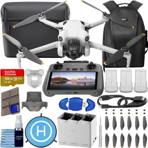 DJI Mini 4 Pro Fly More Combo Plus with DJI RC 2 (Screen Remote), CP.MA.00000740.01 Folding Mini-Drone with 4K HDR Under 249g, 45 Mins Flight Time, Vision Sensing   128GB Memory, Landing Pad   More