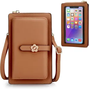 DOB SECHS Leather Small Phone Wallet Purse Cross Body for Women with Mini Coin Bag Pouch Travel Side Purses