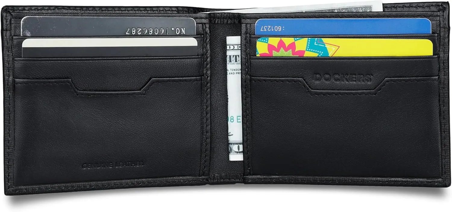 Dockers Men's Extra Capacity Bifold Wallet with ID Window and Multiple Card Slots