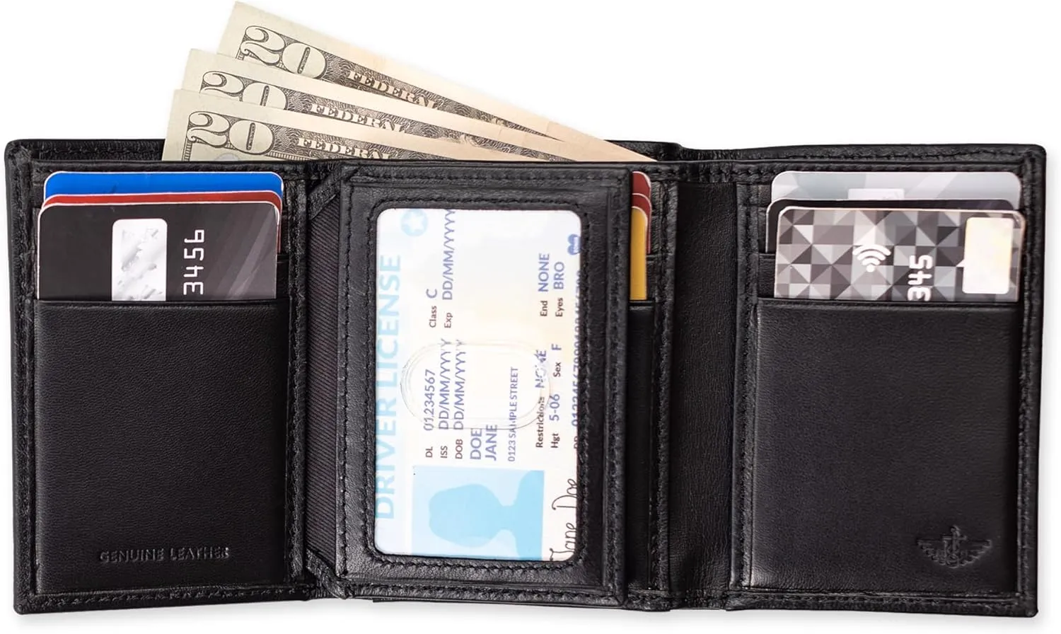 Dockers Men's Extra Capacity Slim Profile Trifold Wallet with Multiple Card Slots and ID Window