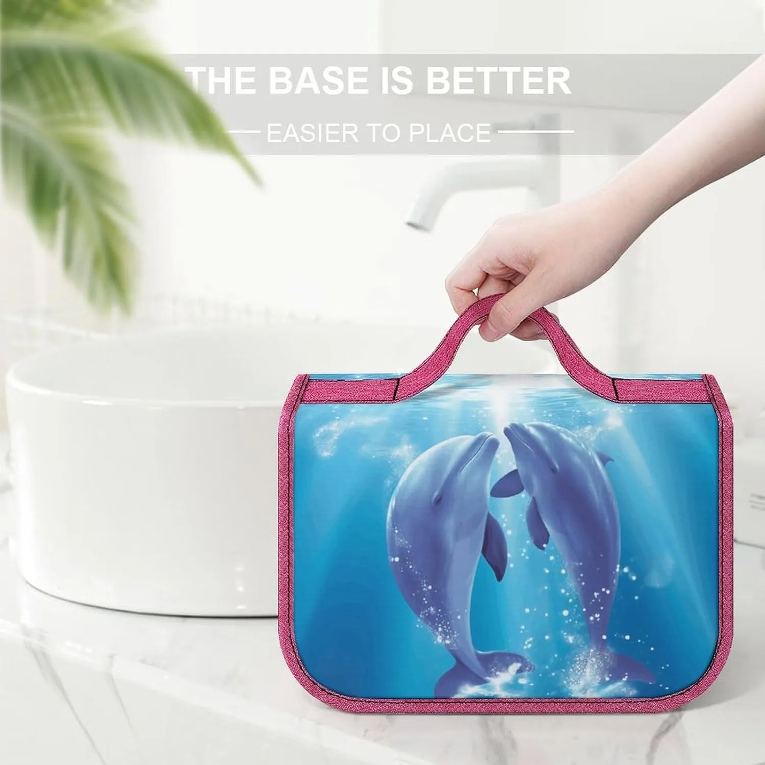 Dolphins in Love Travel Toiletry Bag for Women,Hanging Toiletry Organizer with Hook, Makeup Bag Travel Organizer for Shampoo,Toiletriesl