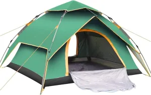Dome Pop-Up Camping Tent,3-4 Person Automatic Tent,Double Layer Waterproof Tent,Large Family Tent (Blue) (Green)