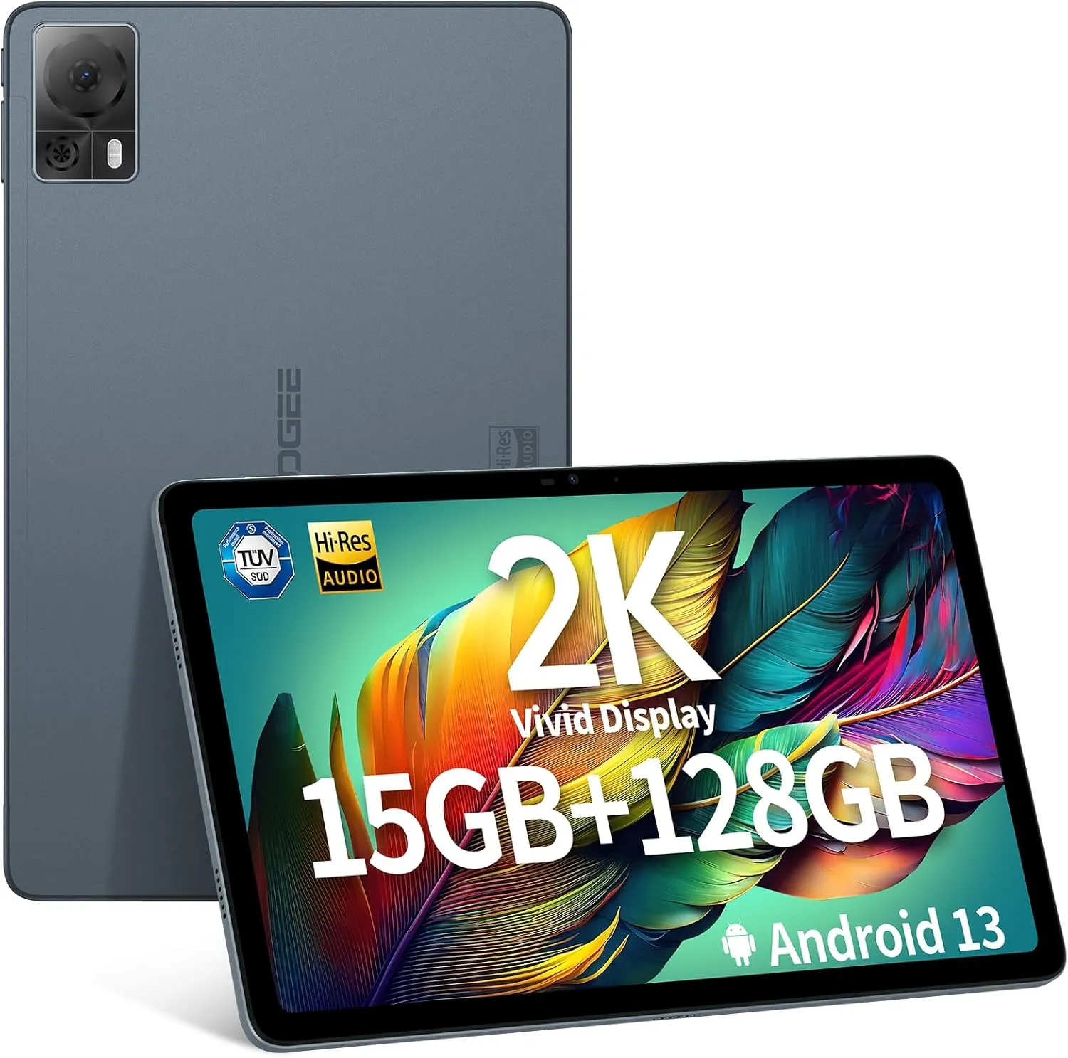 DOOGEE T20S Android Tablet, 2K Vivid 10.4 Inch 4G Cellular Tablets with 15GB RAM 128GB ROM/TF 1TB, 8-Core Gaming Tablet with 7500mAh, Dual Camera 13MP, 5G WiFi, TÜV Low Bluelight Tablet, BT5.0, Gray
