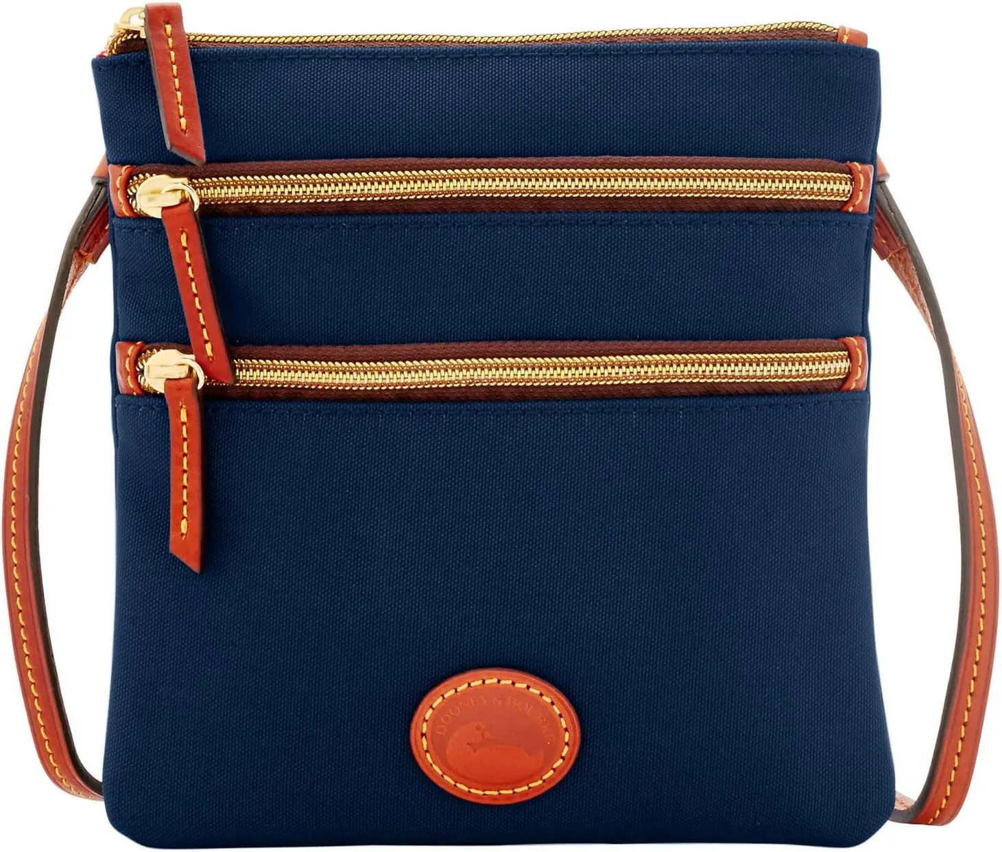 Dooney & Bourke Women's North South Triple Zip Crossbody in Lightweight Nylon, Handbag with Adjustable Shoulder Strap