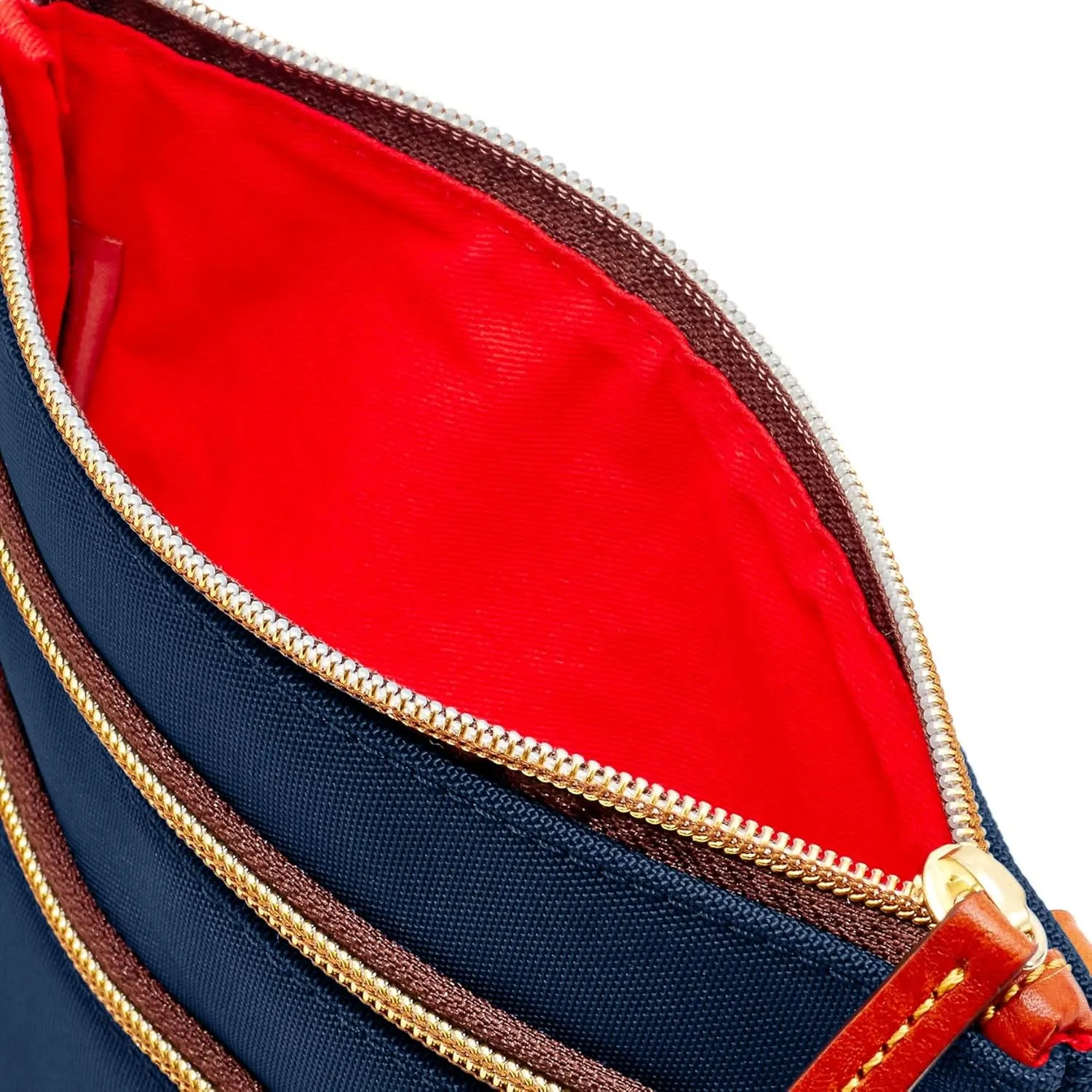 Dooney & Bourke Women's North South Triple Zip Crossbody in Lightweight Nylon, Handbag with Adjustable Shoulder Strap