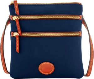 Dooney & Bourke Women's North South Triple Zip Crossbody in Lightweight Nylon, Handbag with Adjustable Shoulder Strap