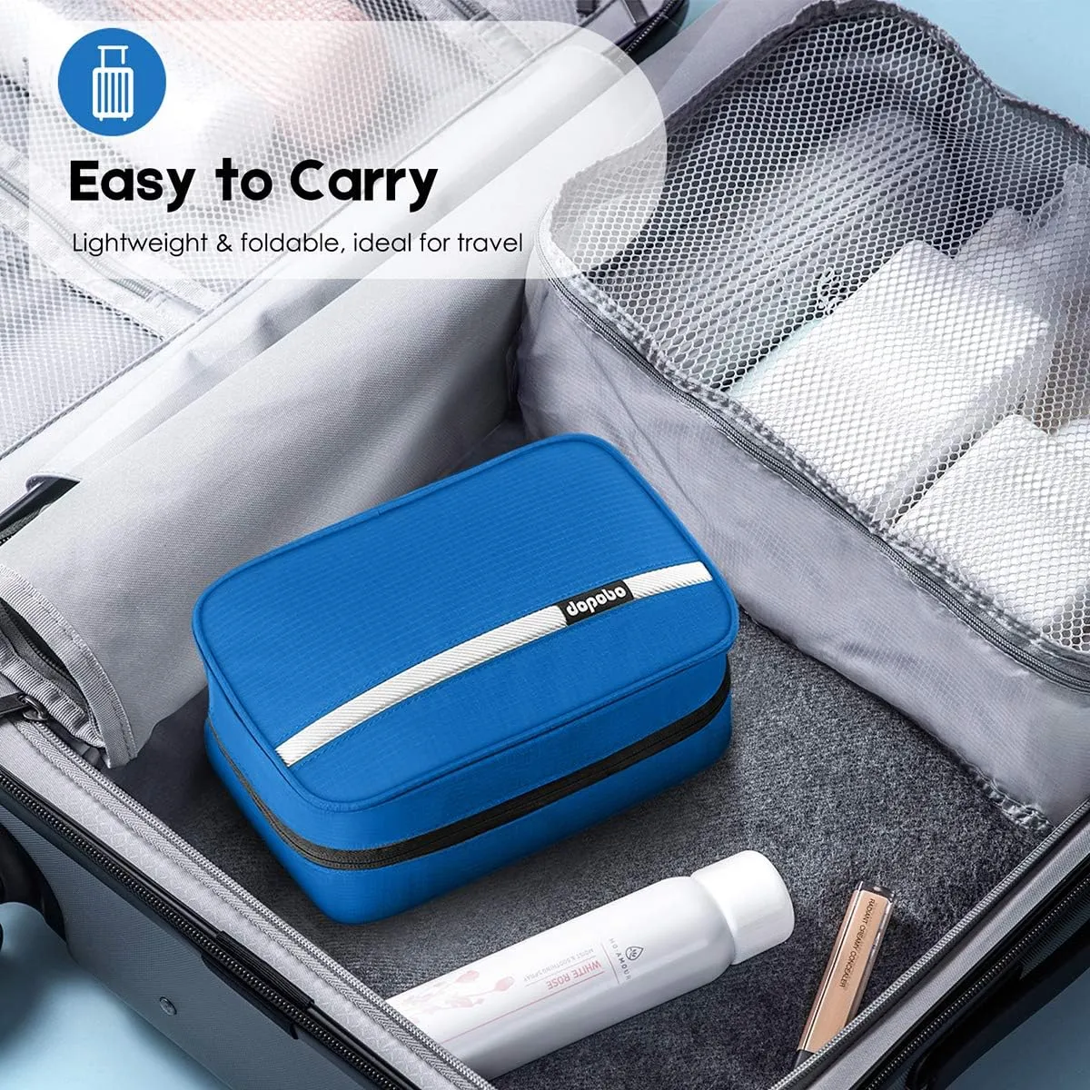 dopobo Travel Toiletry Bag for Women, Dopp Kit for Men, Waterproof Makeup Bag Shaving Bag with Hanging Hook, Portable Toiletry Organizer for Traveling and Camping