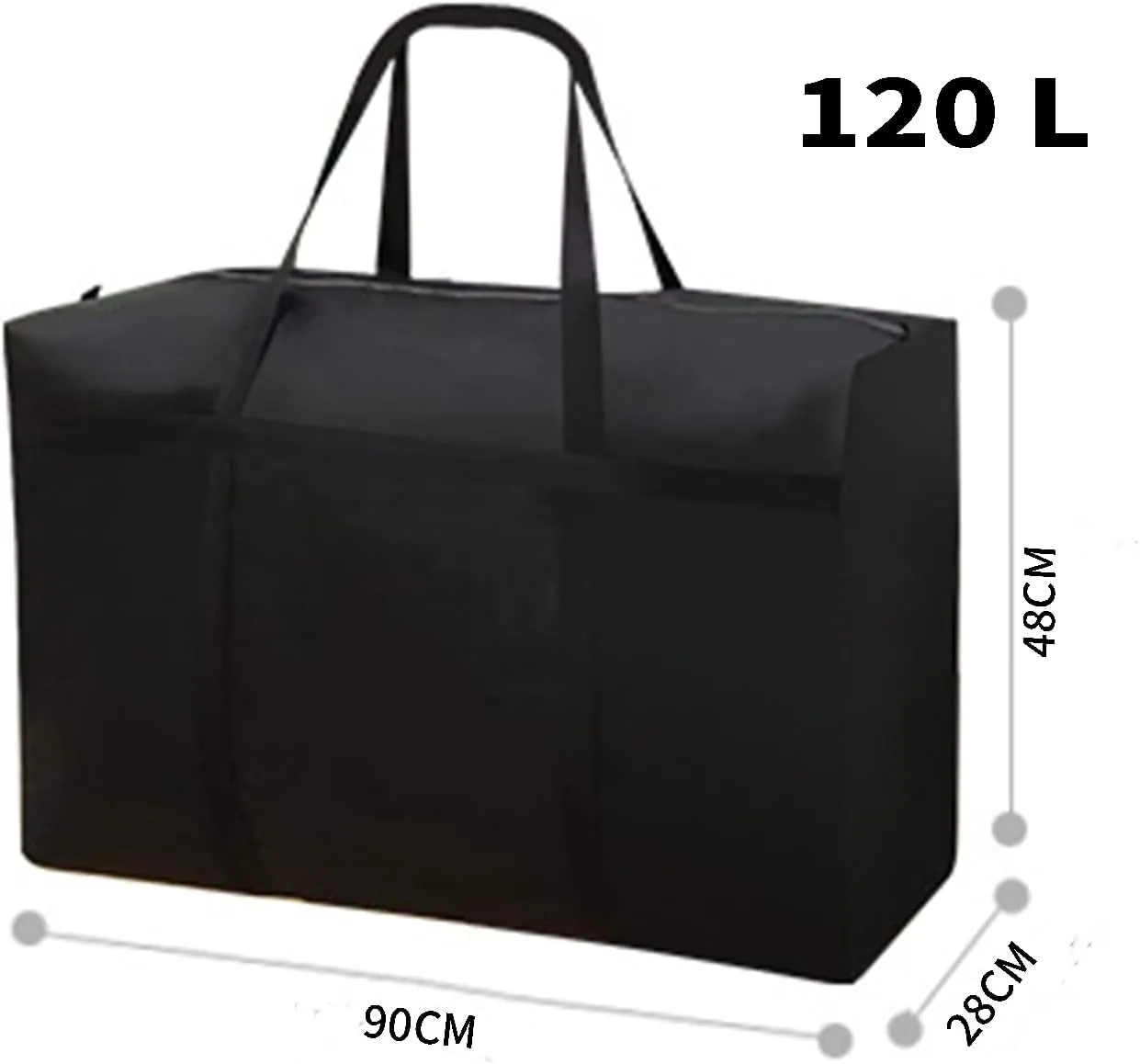 Dorm Packing Bags Black Jumbo Moving Bags Heavy Duty 120L Reusable Comforter Oxford Cloth Size Waterproof Storage Bags (2 Pack)