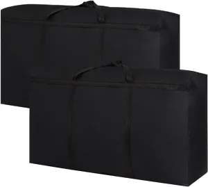 Dorm Packing Bags Black Jumbo Moving Bags Heavy Duty 120L Reusable Comforter Oxford Cloth Size Waterproof Storage Bags (2 Pack)