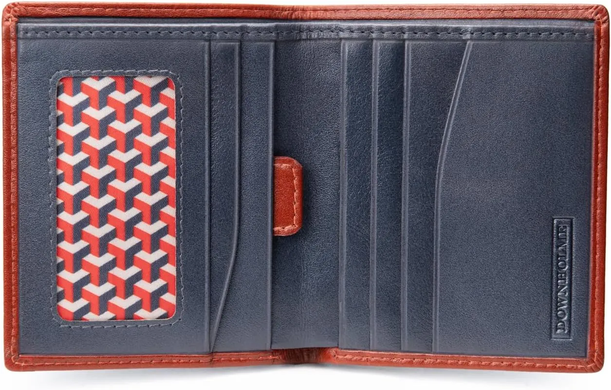 Downholme Men's Bifold Slim Silhouette Leather Wallet (Burnt Orange)