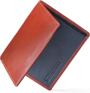 Downholme Men's Bifold Slim Silhouette Leather Wallet (Burnt Orange)