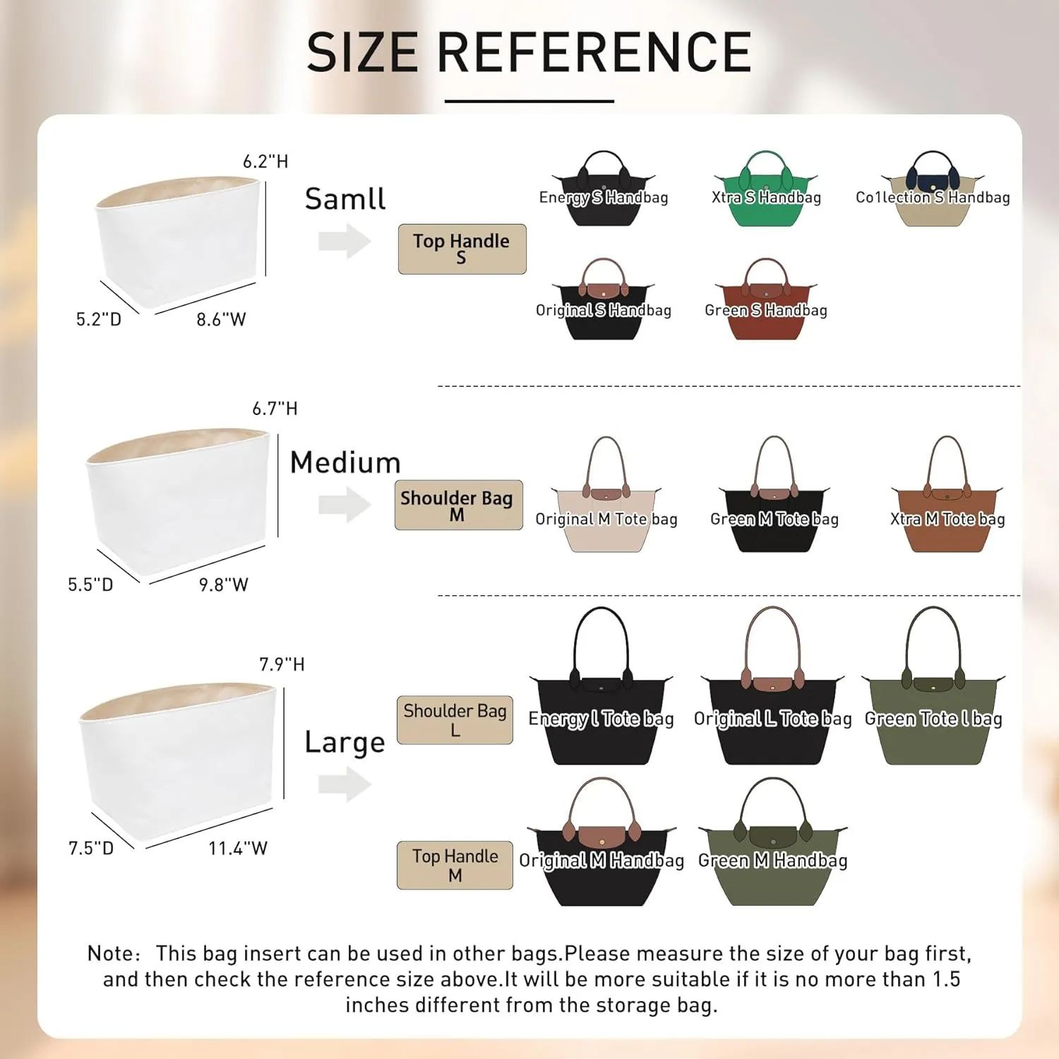 Doxo Purse Organizer Insert for le pliage Tote, Extra Lightweight Waterproof le pliage Large Organizer with YKK Zip, Bag Organizer Insert Compatible with Long Champ Shoulder Bag Large(Full Black,L)