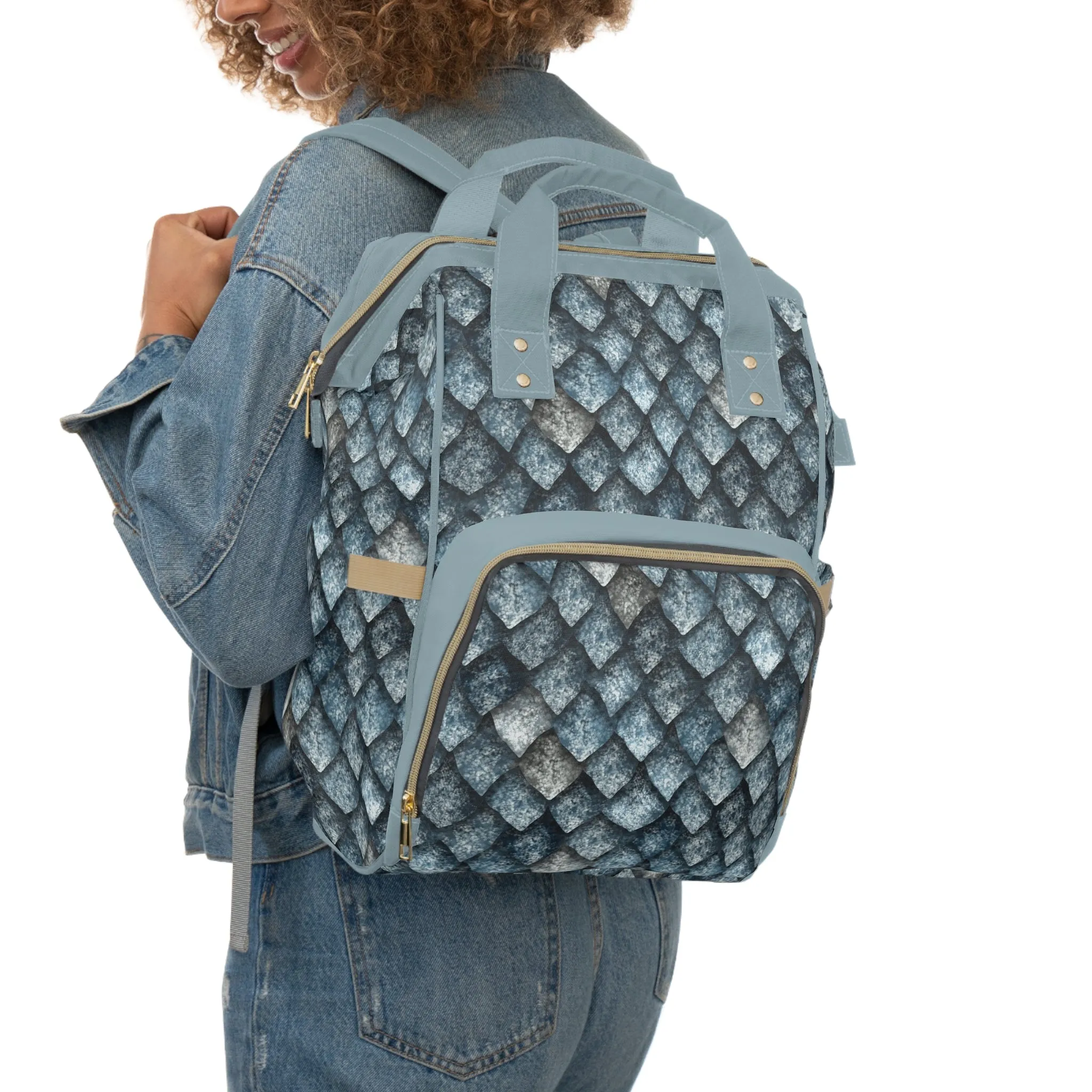 Dragon Scale Diaper Backpack - Durable & Magical Baby Bag with Shimmering Scale Patterns, Perfect for Fantasy-Loving Families