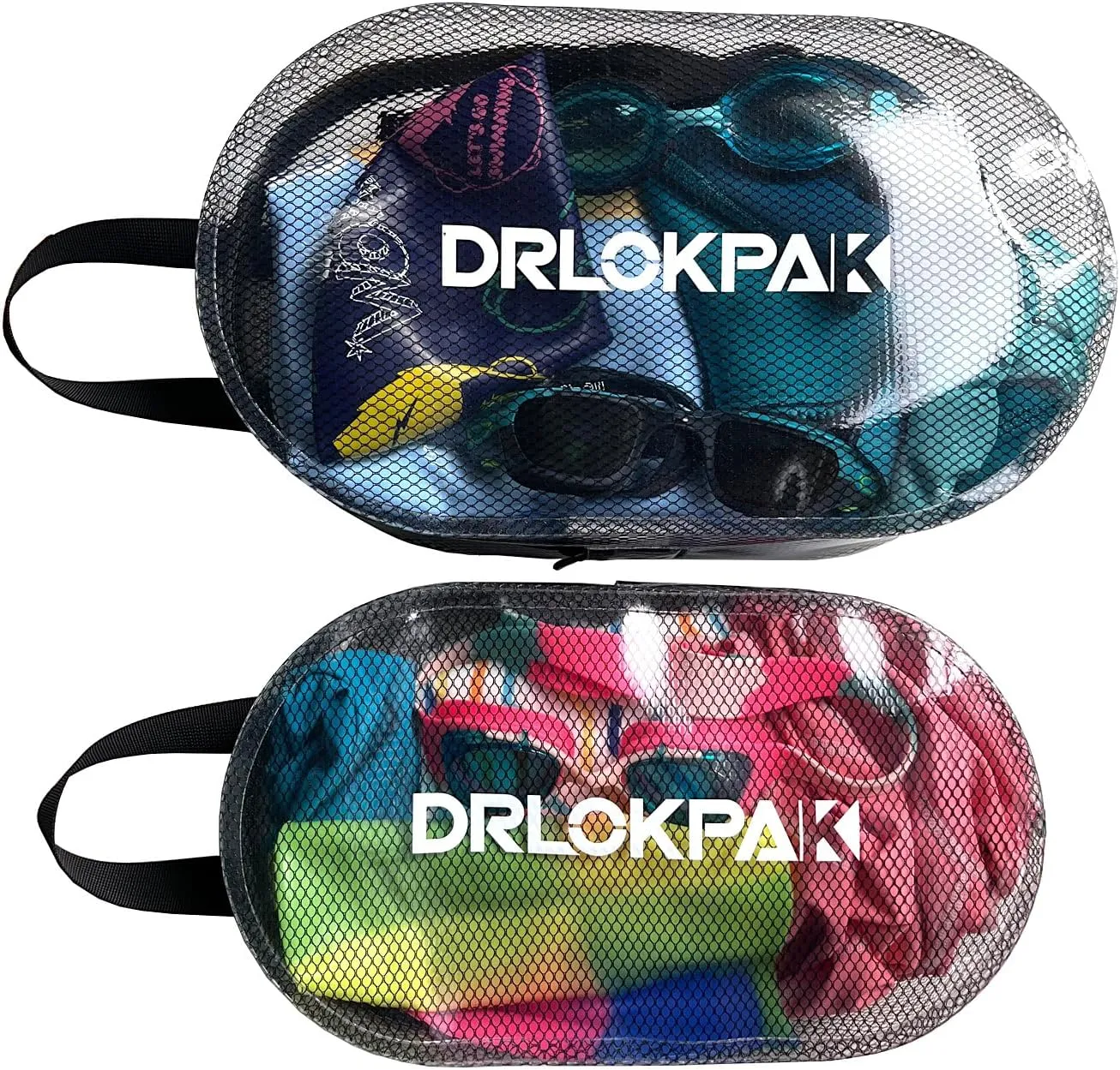 DRLOKPAK Toiletry Bag Clear Shoe Case Toothbrush Wash Bag 2 PACK Travel Organizer Pouch for Men Women,Yoga gym sports bag,beach swim bag for goggles swimwear (Black Black)