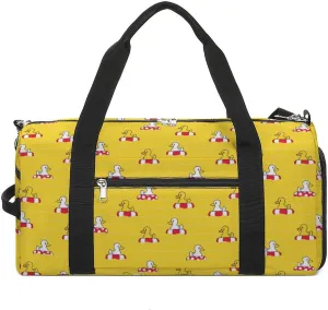 Duck Swimming Pool Water Resistant Gym Bag with Shoe Compartment, Travel Duffel Tote Bag Weekender Overnight Bag for Women Men