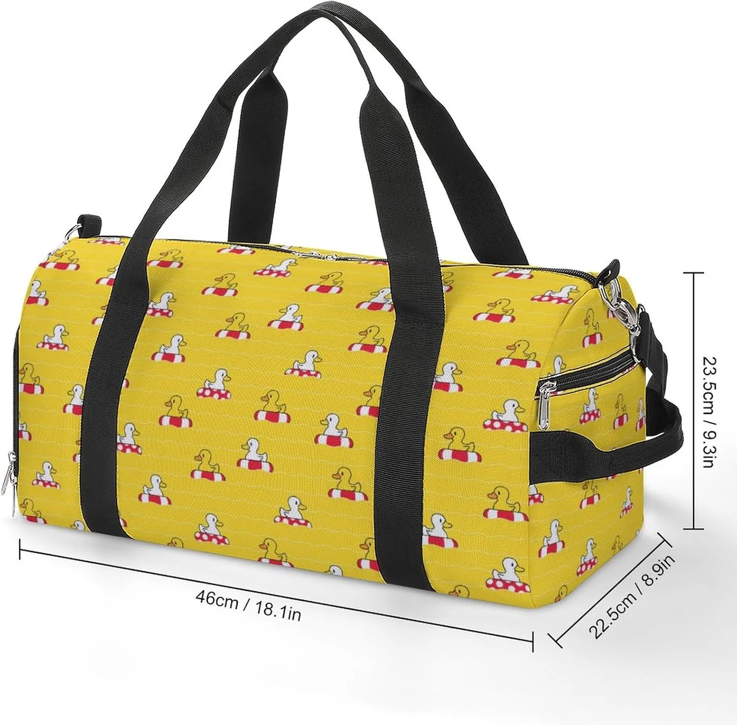 Duck Swimming Pool Water Resistant Gym Bag with Shoe Compartment, Travel Duffel Tote Bag Weekender Overnight Bag for Women Men