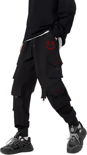 DUDHUH Cargo Pants for Men Elastic Waist Drawstring Sweatpants Goth Tactical Mens Joggers Multi Pocket