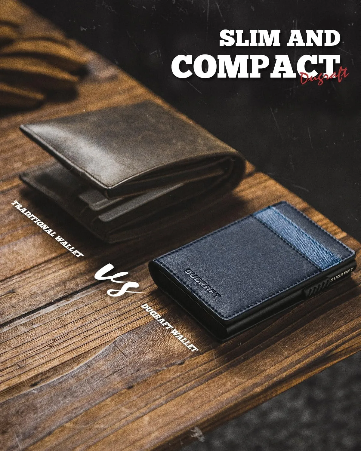 DUGRAFT Slim Card Holder for 10 Cards with Aluminum POP UP Credit Card Ejector RFID Blocking, ID Window and 4 Card Slots, Minimalist Front Pocket Wallet for Men, Blue