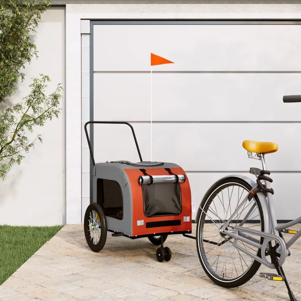 Durable Pet Bike Trailer for Comfortable Rides, Easy Assembly, Mesh Windows, Orange and Gray