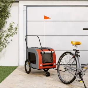 Durable Pet Bike Trailer for Comfortable Rides, Easy Assembly, Mesh Windows, Orange and Gray