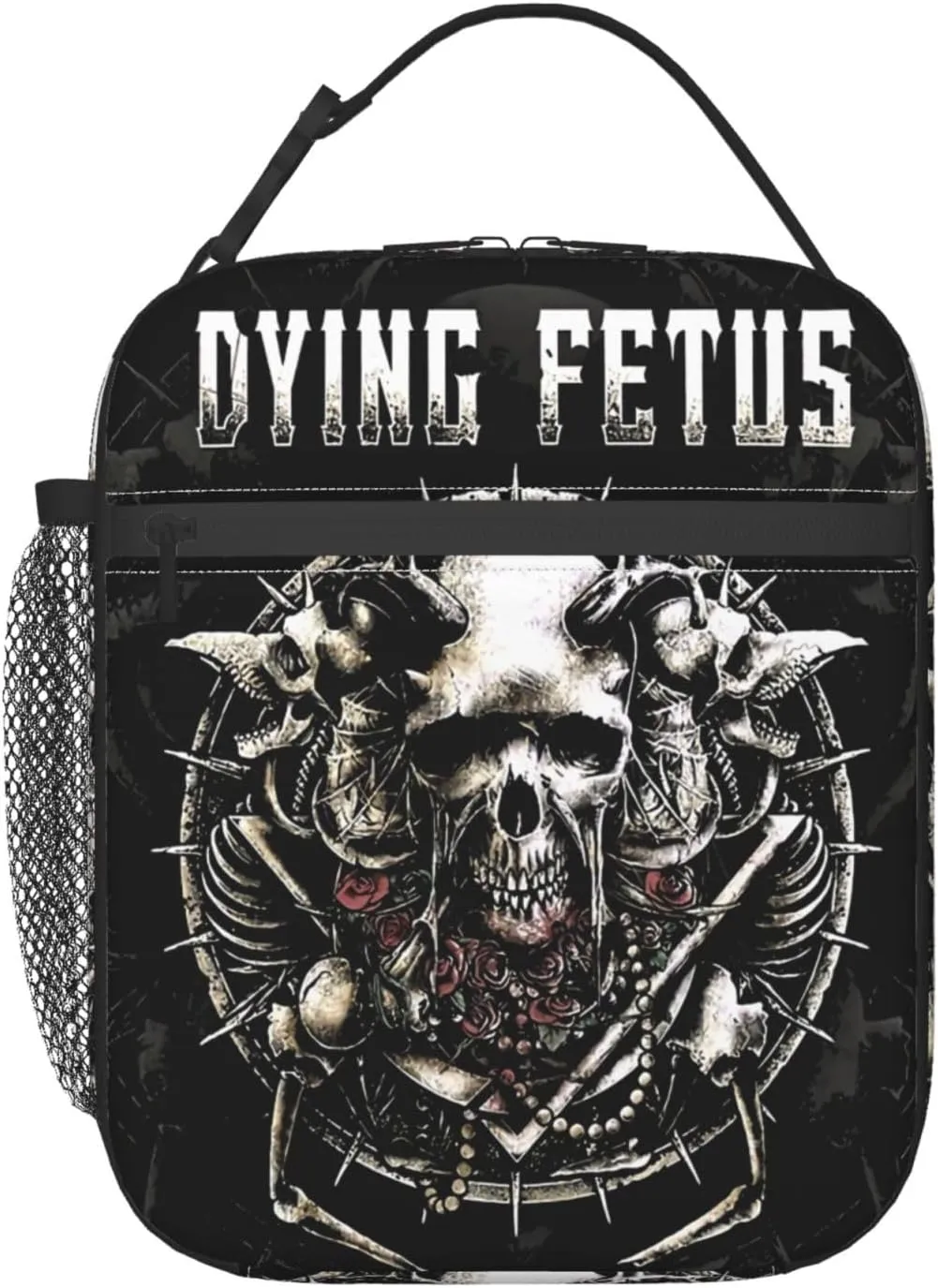 Dying Musics Fetus Band Lunch Bag Portable Insulated Lunch Box Large Capacity Tote Bag Zipper Net Pocket 10 L X 4 W X 8 H inches